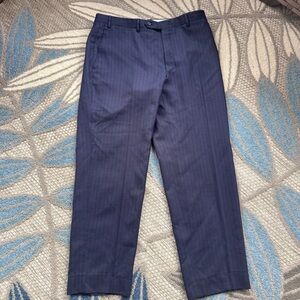 Canali Mens 100% Wool Navy Black Pinstripe Dress Pants Waist 34/50 Made in Italy